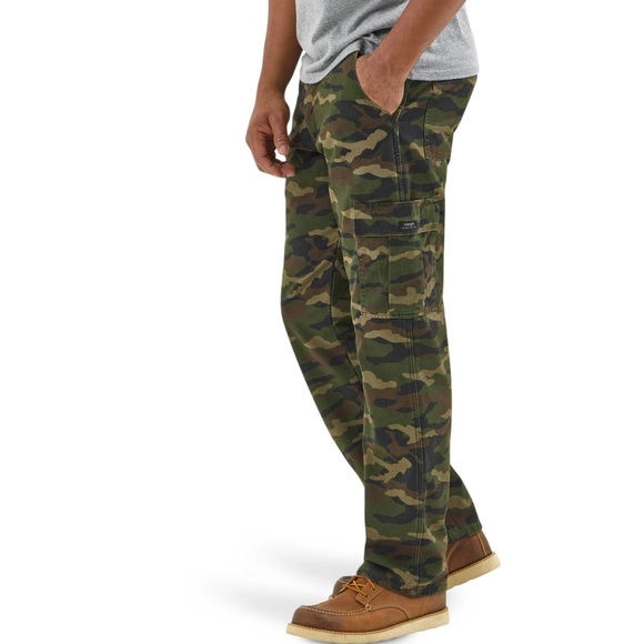Wrangler green tan black camo PANTS FLEECE lined cargo 42/30 relaxed fit men NEW - Picture 3 of 16